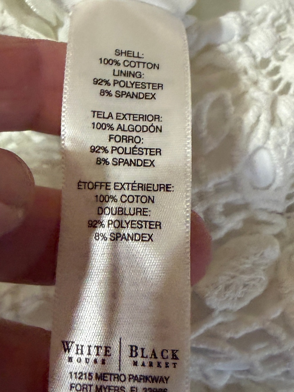 Like new White House Black Market sleeveless shift dress in white crochet lace. - Picture 8 of 8